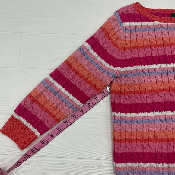 Lauren Ralph Lauren Pink Striped Long Sleeve 100% Cotton Pullover Women's Sz S - Picture 7 of 8